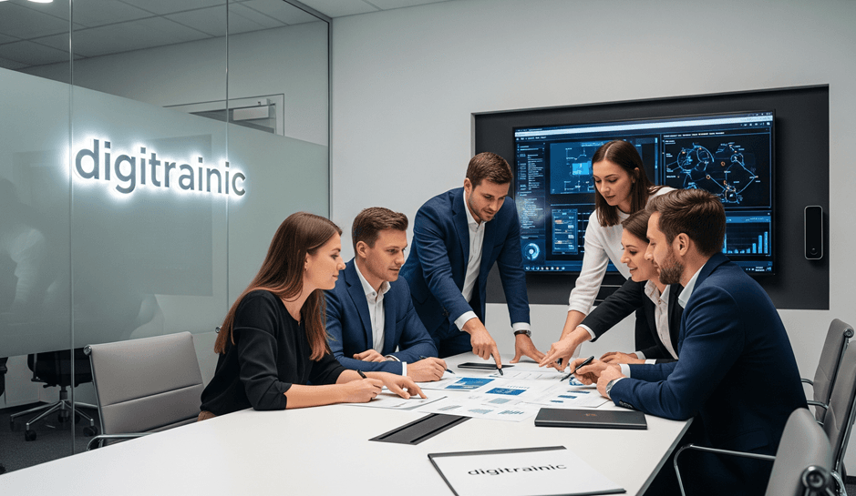 Team working together at Digitrainic
